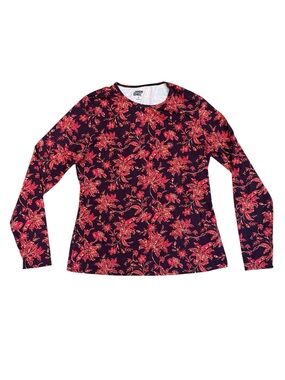 Lands' End purple and Red Floral Long-Sleeve Swim rash guard small